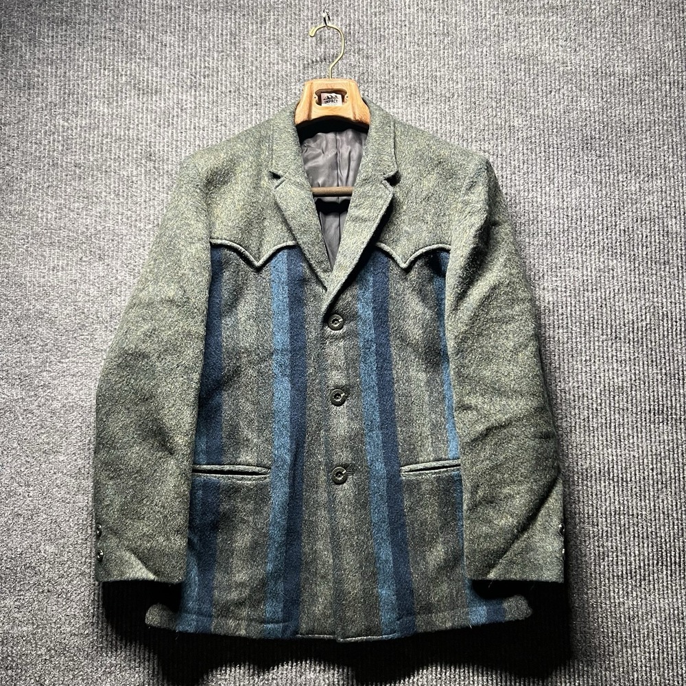 Vintage 50s/60s Lasso Western Wear Mens 40 Blazer Jacket Green Blue Wool Mohair